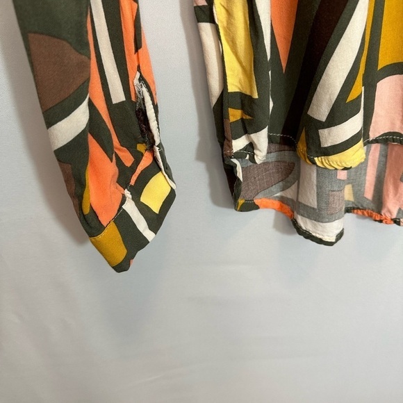 Big Dart Womens Button Down Shirt Long Sleeve Retro Abstract Color Block Funky M - Picture 10 of 14